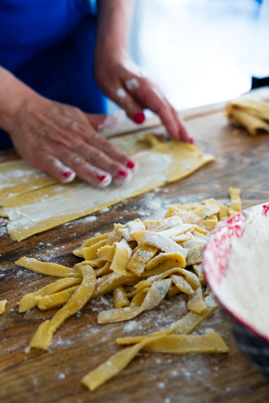 Tagliatelle fatte a mano pronte per la degustazione
